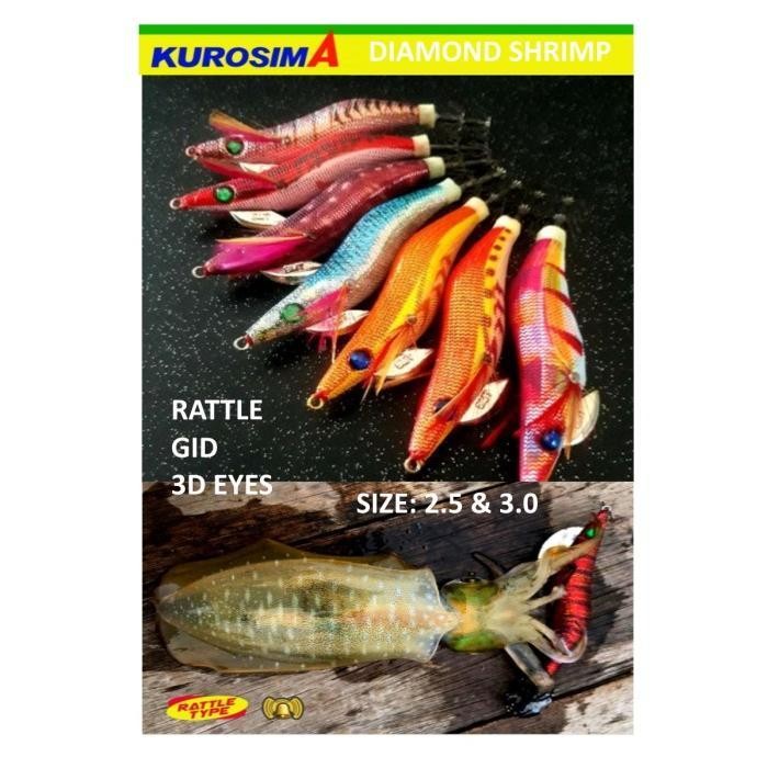 Kurosima Diamond Shrimp Rattle 2.5 3.0 Squid Egi Eging Umpan Cumi