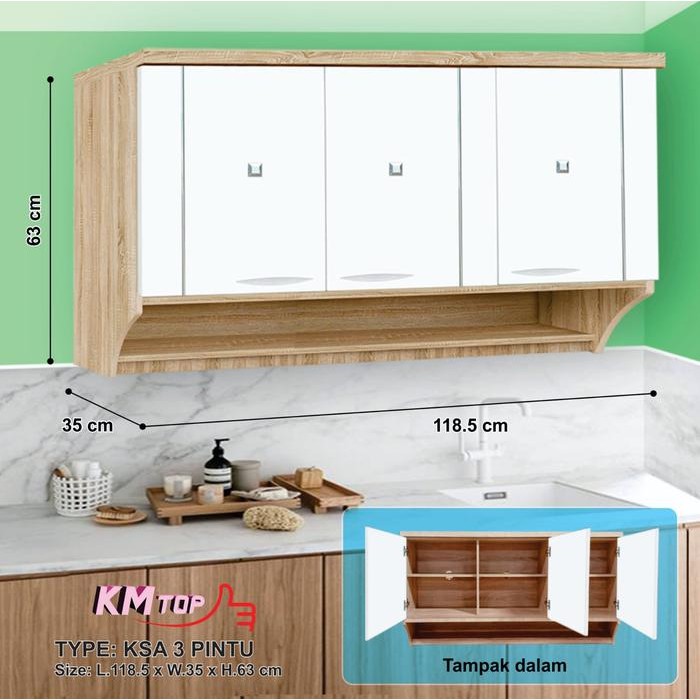 PREMIUM Kitchen set minimalis / Rak dapur / Lemari dapur / Rak dinding atas 2 / 3 pintu KSA F/S F/L