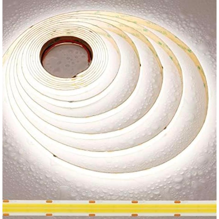 cob led strip dim 5000k putih 24v 5m cri90 premium dotless ip20 14w/m