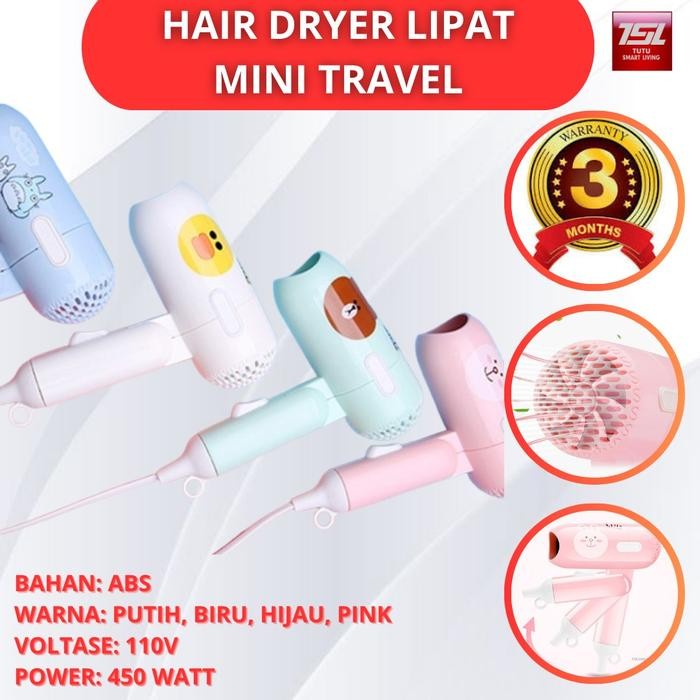 hair dryer lipat mini hair dryer rambut gw-6003 pengering rambut karakter imut [mutu terbaik]