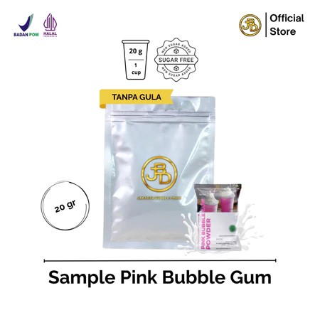

Sample Bubuk Minuman Premium Rasa Rasa Pink Bubble Gum Halal 20gr Siap Seduh | JBD
