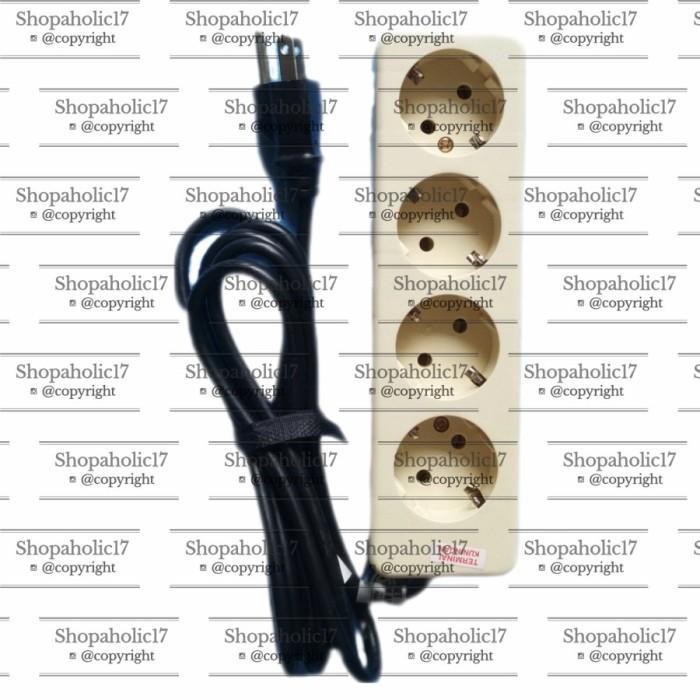 STOP KONTAK US PLUG MALE TO EU FEMALE 3 PINS WITH GROUNDING AMERIKA