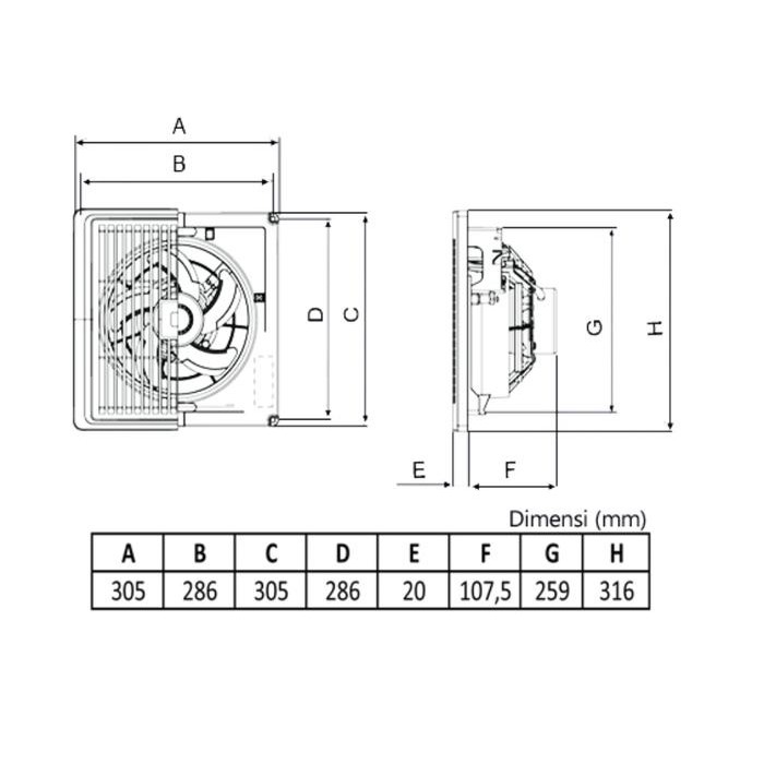 EXHAUST FAN KDK 20 TGQ 8" CEILING FAN KDK PLAFON KDK 20TGQ HEXOS FAN
