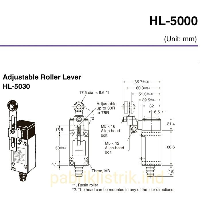 Limit Switch Hl-5030 Hl 5030 Omron Original Adjustable Lever