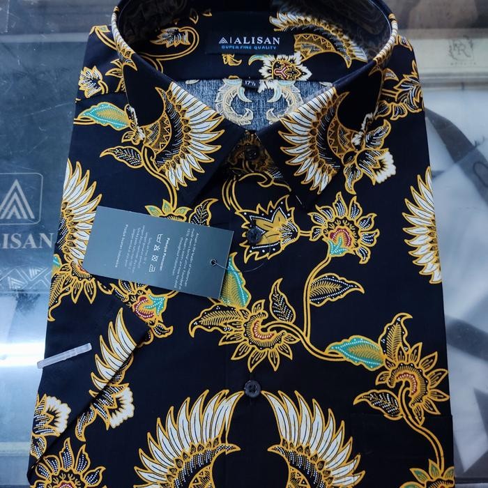 kemeja Alisan lengan pendek batik 16.5 - 17.5