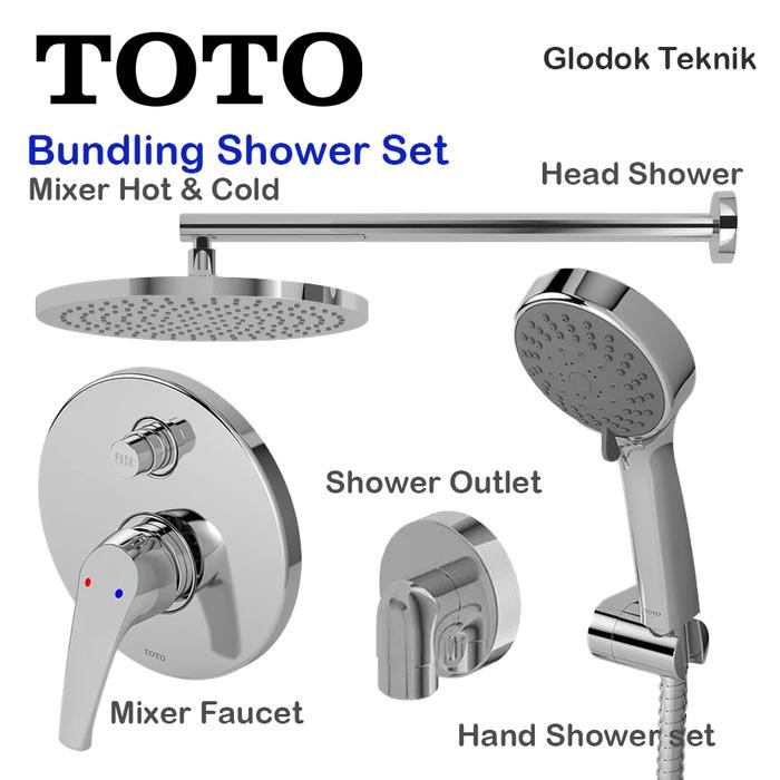 Toto Shower Complete Set Kran Tanam - Wall Shower - Hand Shower Tx2