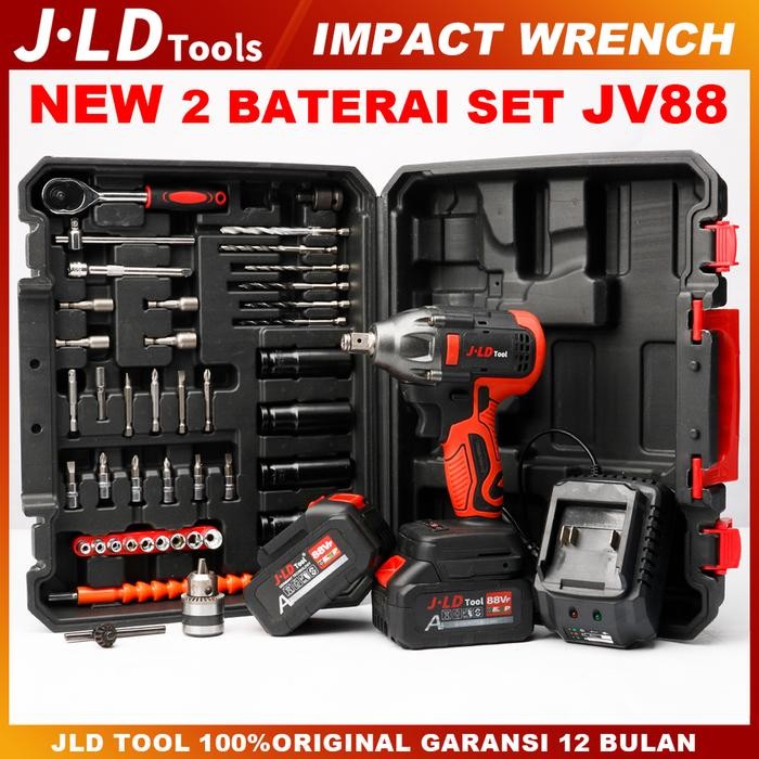JLD 47Pcs Impact baterai Set 88VF Brushless Impact jld JV88 2baterai 13MM wrench Impact Cordless