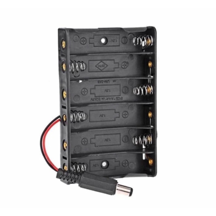 (Expert) Battery Holder 6x AA 6 Slot Dudukan Baterai 9V with Jack DC 5.5x2.1mm
