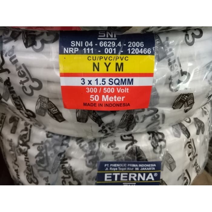 (Expert) Kabel ETERNA NYM 3x1.5 Kabel Listrik ETERNA NYM ETERNA 3x1.5