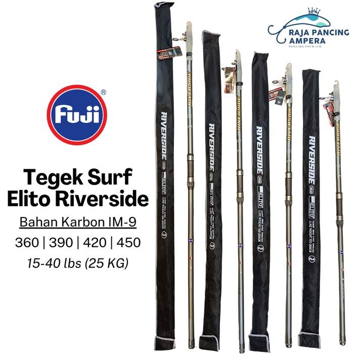 Joran Surf Elito Riverside Reel Seat & Ring Fuji Alconite Stik Pancing Pasiran Karbon Im-9 Laut