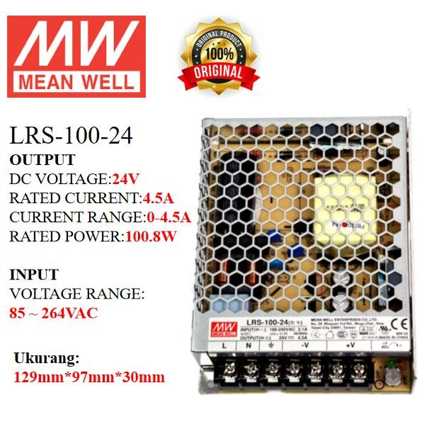 Meanwell Power Supply Lrs-100-24 Lrs 100 24 Lrs10024 Ballast 24Vindoor