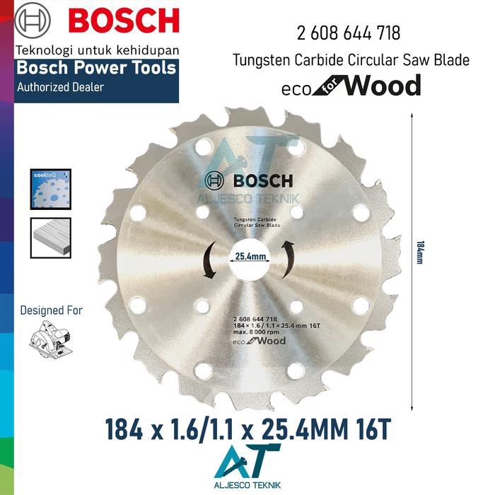 PREMIUM BOSCH MATA GERGAJI KAYU 7 INCH 16T TIPIS TANDUK ECO CIRCULAR SAW BLADE