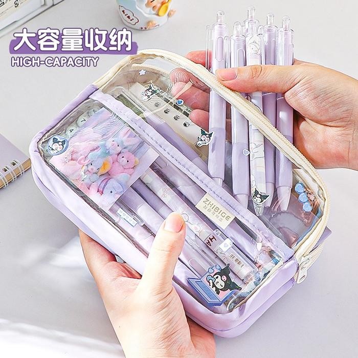 

Kotak Pensil Transparan Tempat Kotak Pensil Multifungsi Large Tempat Pensil Pen Pouch Lucu ationery