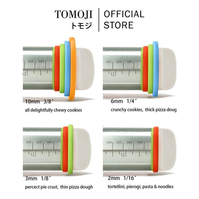 

Tomoji Adjustable Rolling Pin - Stainless 4 Ukuran - Penggiling Adonan Gratis Ongkir