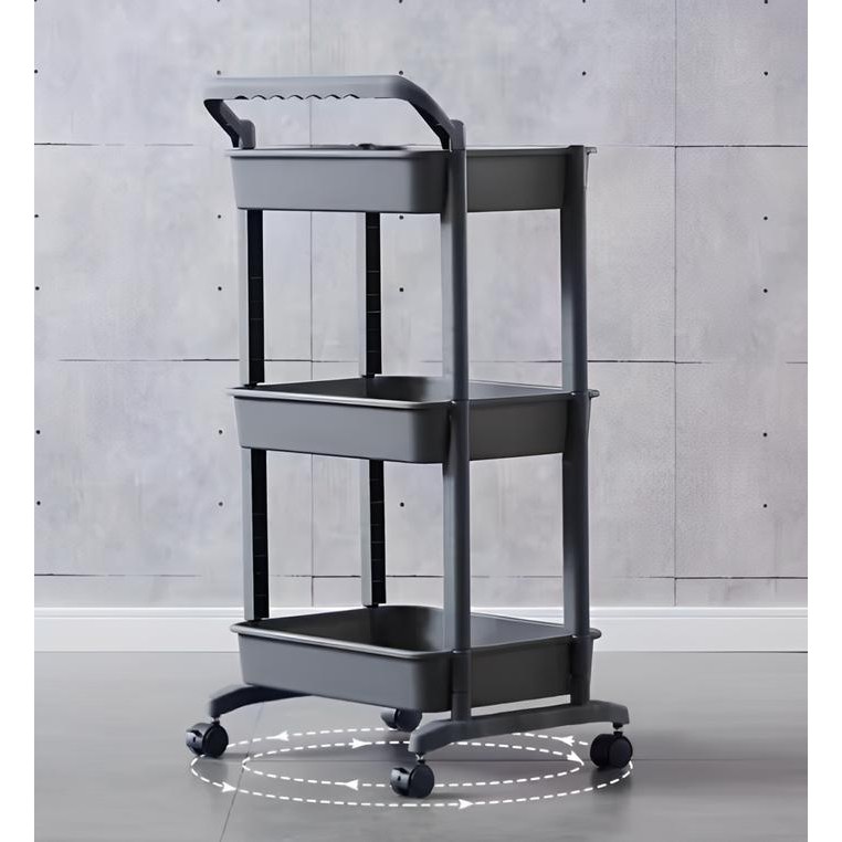 RAK TROLI RODA 3 SUSUN RAK KAMAR TIDUR RAK DORONG TROLLEY BAJU BAYI