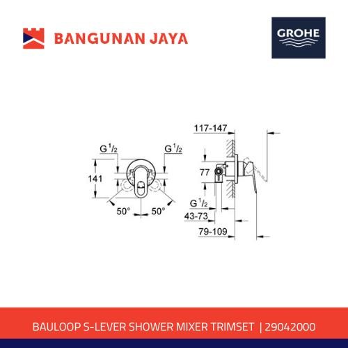 GROHE BAULOOP KERAN SHOWER TANAM SET PANAS DINGIN 29042000