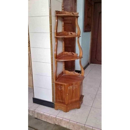 RAK SUDUT POJOK PAJANGAN MINIMALIS UKIRAN KAYU JATI JEPARA