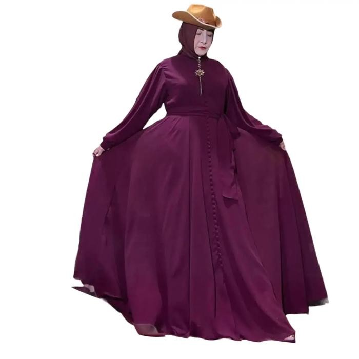 Kancing Seribu Ceruty Babydoll Premium Gamis Wanita Abu Army Biru Coklat Kondangan Muslim Dress