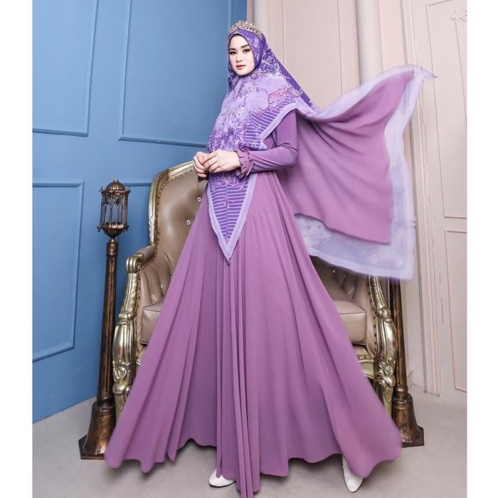 Savina Series Set Syari Muslim Motif Bunga Bahan Lembut Cantik Premium Zc SyarI Mewah