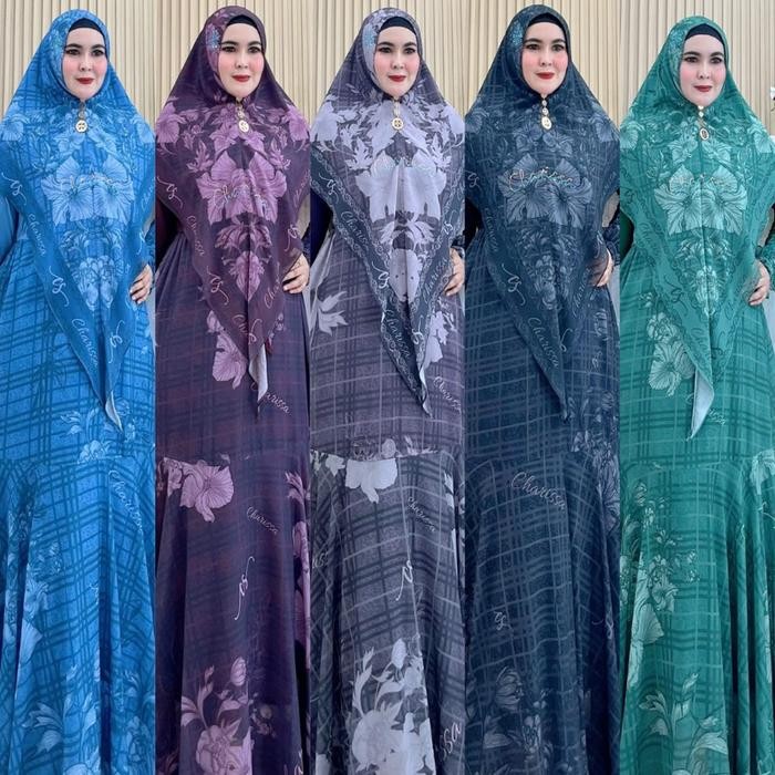 Sheza Series Set Syari Printing Putih Premium Charissa SyarI Syari Lembut Nyaman Mewah