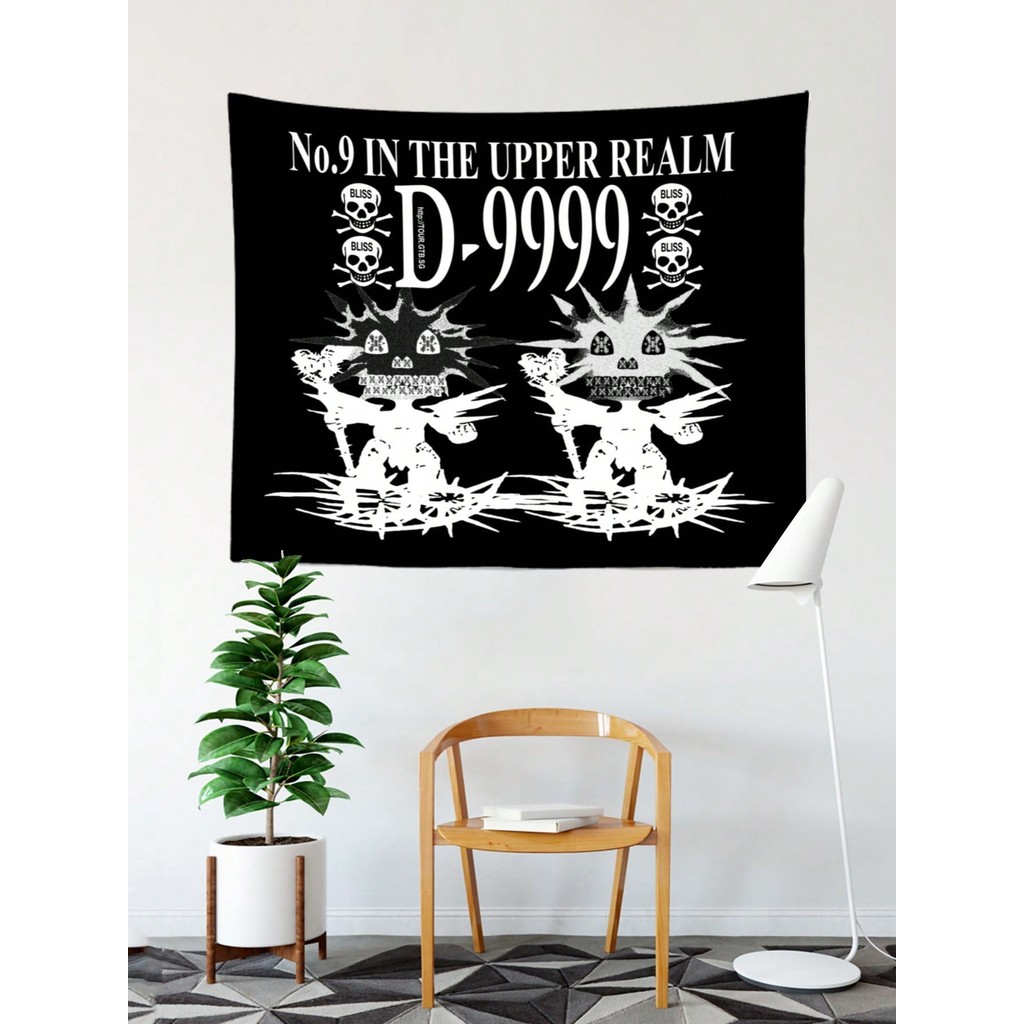 Drain Gang No9 Upper Realm Tapestry Black Polyester Wall Hanging Dorm Bedroom Living Room Decor