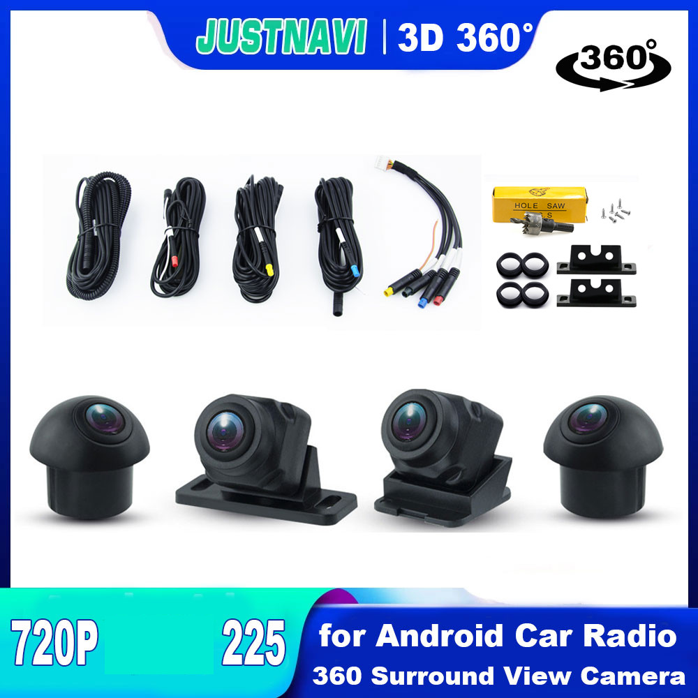 JUSTNAVI HD 3D 360 Camera Car Bird View System 4 Camera 360 720P
