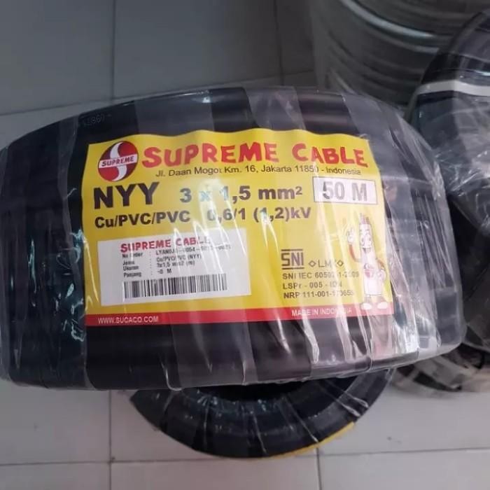 (Expert) SUPREME NYY 3x1.5mm PER METER Hitam / Kabel Kawat isi 3 TEMBAGA SNI