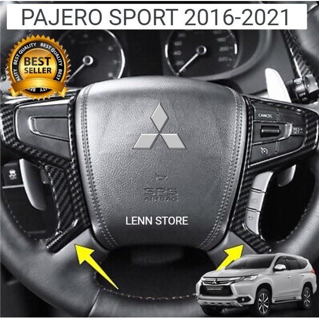 Cover Panel Aksesoris Tombol Stir Mitusbishi Pajero Sport Carbon