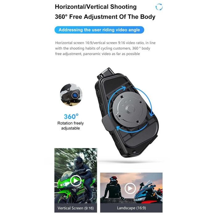 Eauto Kamera Vlog Headset Helm Bluetooth Hands Free Camera Recorder 1080P - Q28