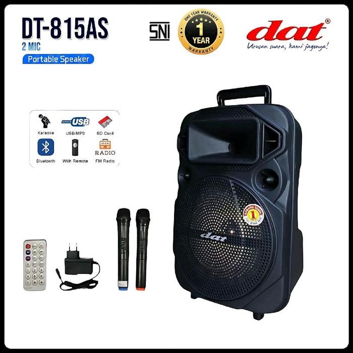 Speaker Dat Dt-815As 2C Wireles Speaker Bluetooth Portabel Speaker Aktif Full Bass