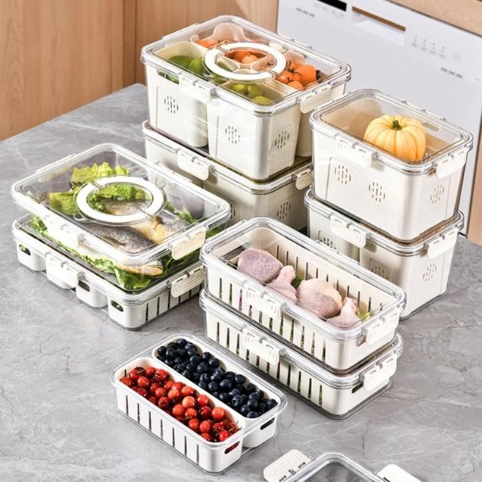 [Gaode] Kotak makanan ringan penyimpanan makanan dengan saringan buah kulkas Jepang Dengan pengawet