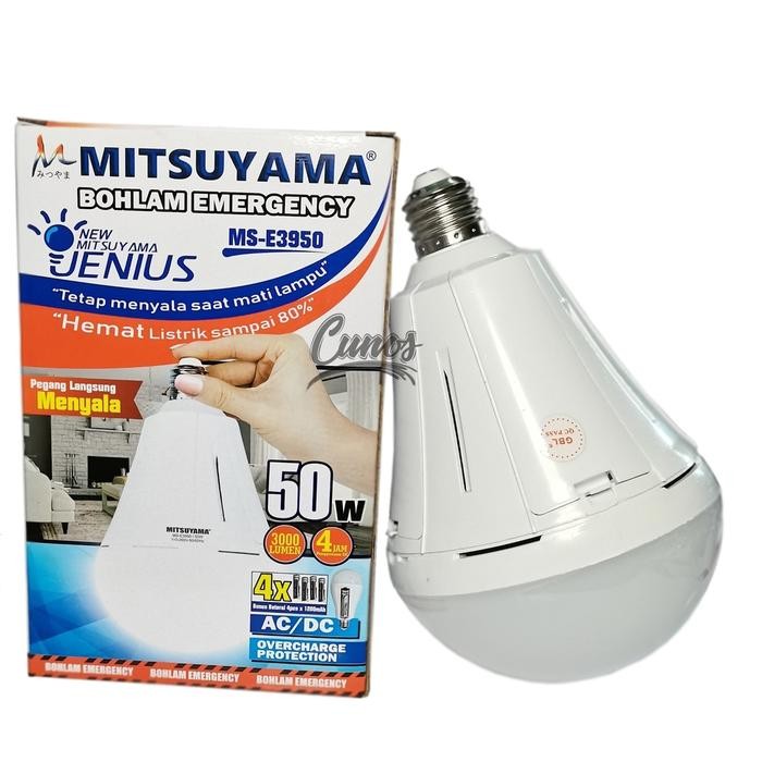 Lampu Emergency Bohlam Jenius 50 Watt Led Otomatis Mitsuyama Emergency Ms-E3950