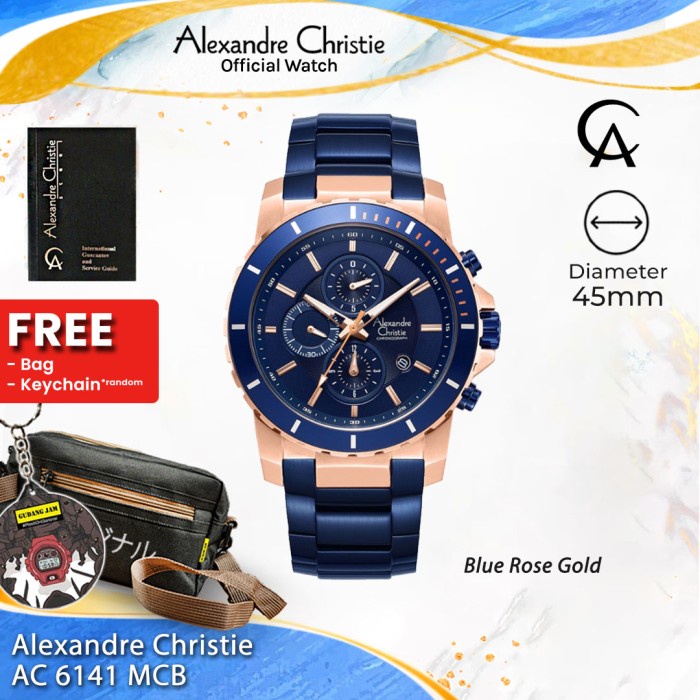 Alexandre Christie Pria AC 6141 MCB AC 6141 AC6141MCB Blue Rose Gold