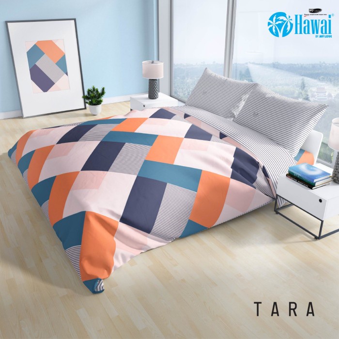 Satu Set Bedcover Hawaii My Love 180X200, Bedcover Sprei Tidak Rumbai5