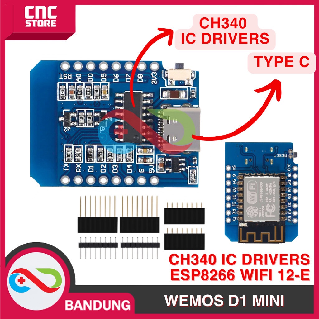 WEMOS D1 MINI ESP8266 TYPE-C 4MB LUA WIFI IOT INTERNET MCU MINI ESP8266 TYPE-C
