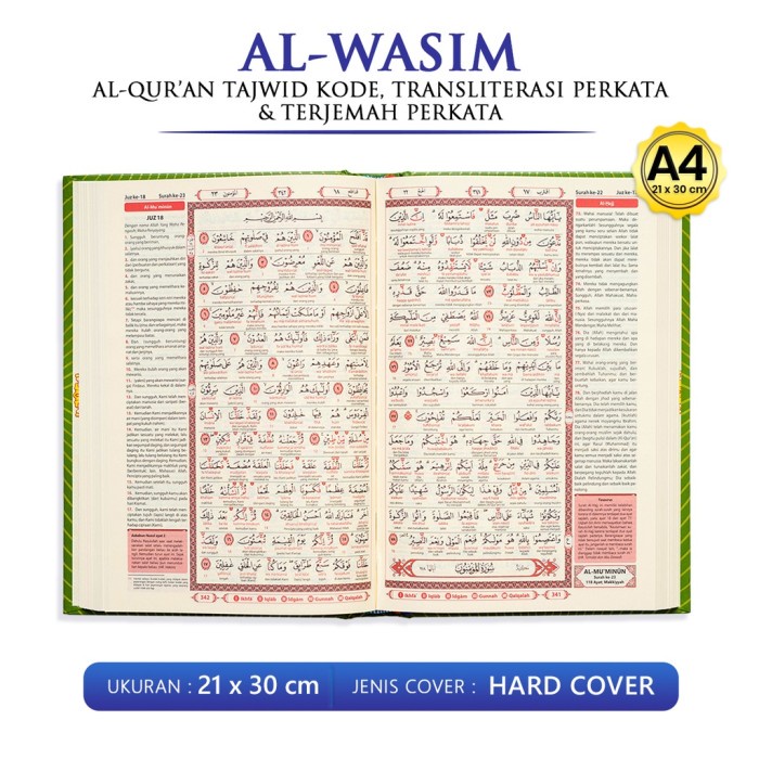 AL QURAN AL WASIM, TAJWID PERKATA, UKURAN A4 (BESAR)