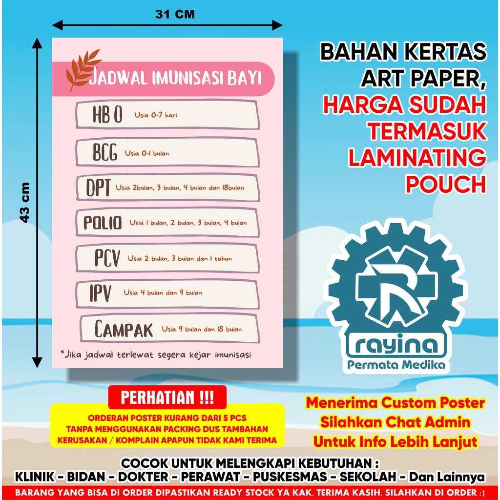Poster Kesehatan Jadwal Imunisasi Bayi