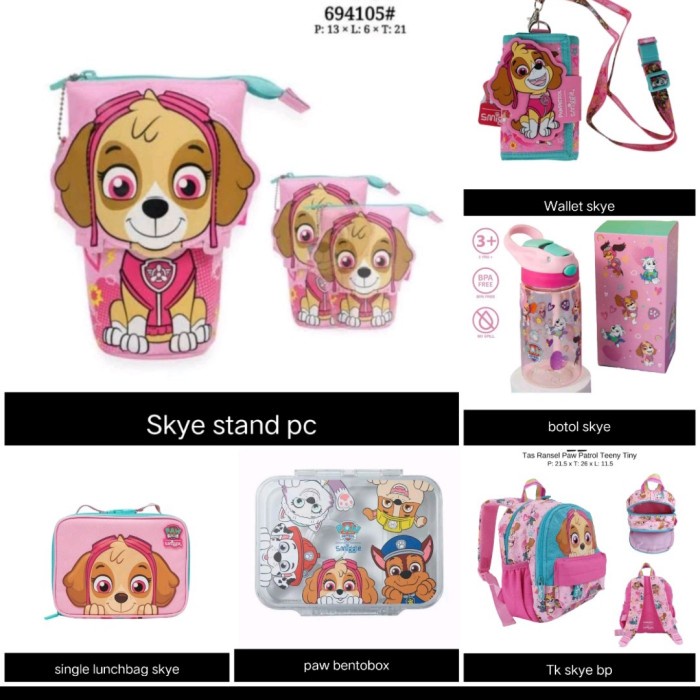 

BARANG TERLARIS SMIGGLE PAW PATROL SKYE BACKPACK, BOTOL, DOMPET, PENCIL CASE, BENTO COD