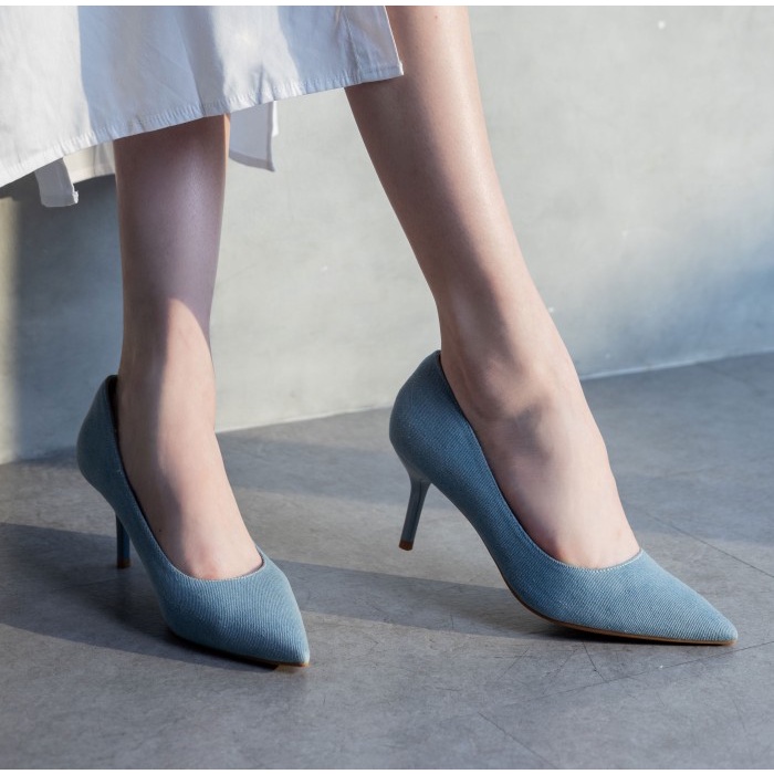 KODE B NCY Shoes Sepatu Wanita KENZIE Heels 5cm Warna Light Denim