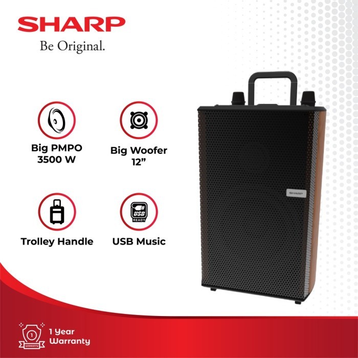 Sharp CBOX TRB12MBO Audio dan Speaker CBOX-TRB12MBO Trolley Series Black 50 Watt SPEAKER