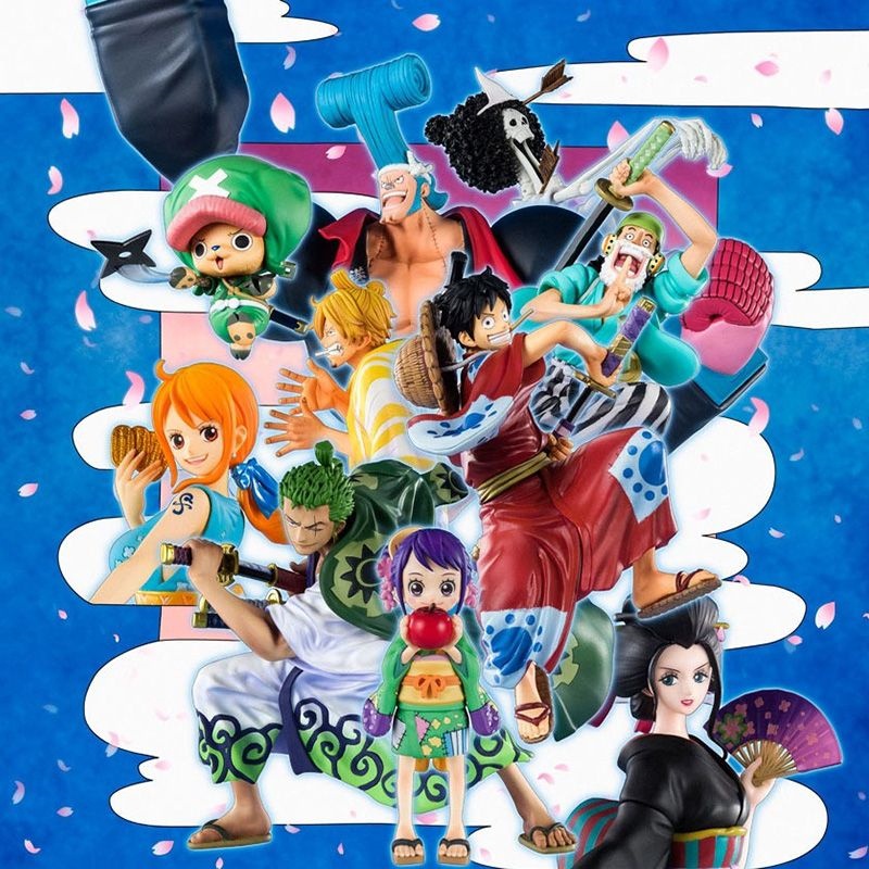 HAL Original Bandai Figuarts Zero One Piece Anime Figure Wano Luffy Zoro Sanji Nami Ussop Figurine M