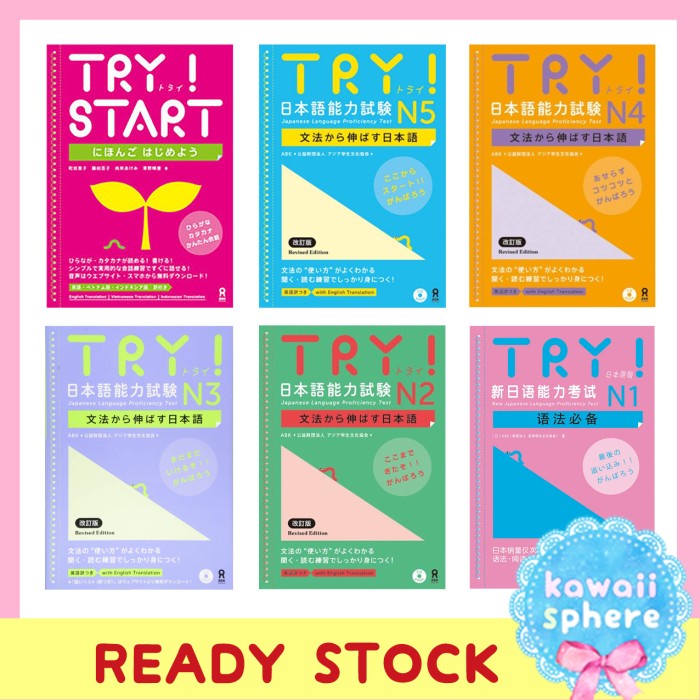Terbaru Try Jlpt Start/N5/N4/N3/N2/N1 Buku Import Belajar Bahasa Jepang
