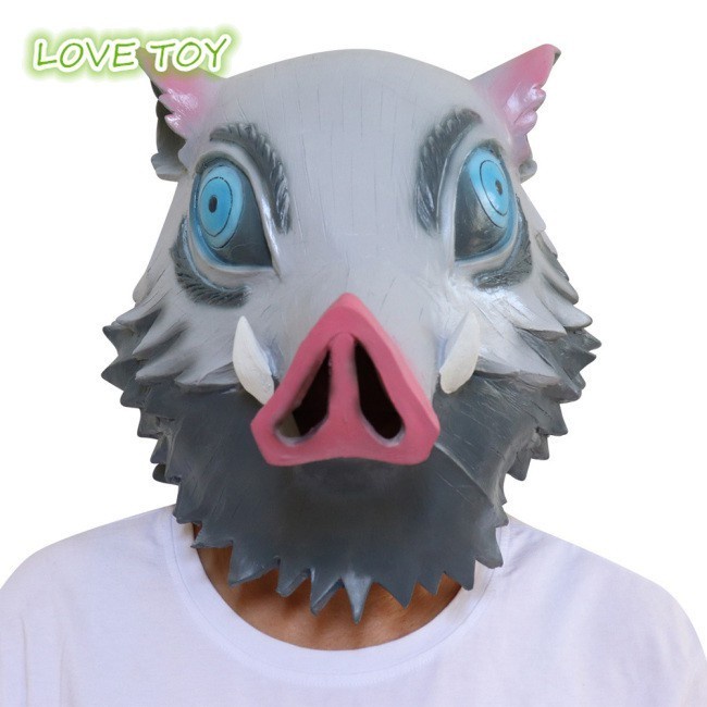 Topeng Babi Hashibira Inosuke Pig Bahan Latex Untuk Kostum Halloween