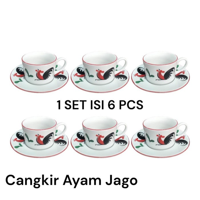1 SET ISI 6PCS CANGKIR SET AYAM JAGO/CANGKIR KOPI/CANGKIR KERAMIK