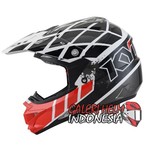 Helm Kyt Cross Over Motif Net Cross Black Red Crossover Trail