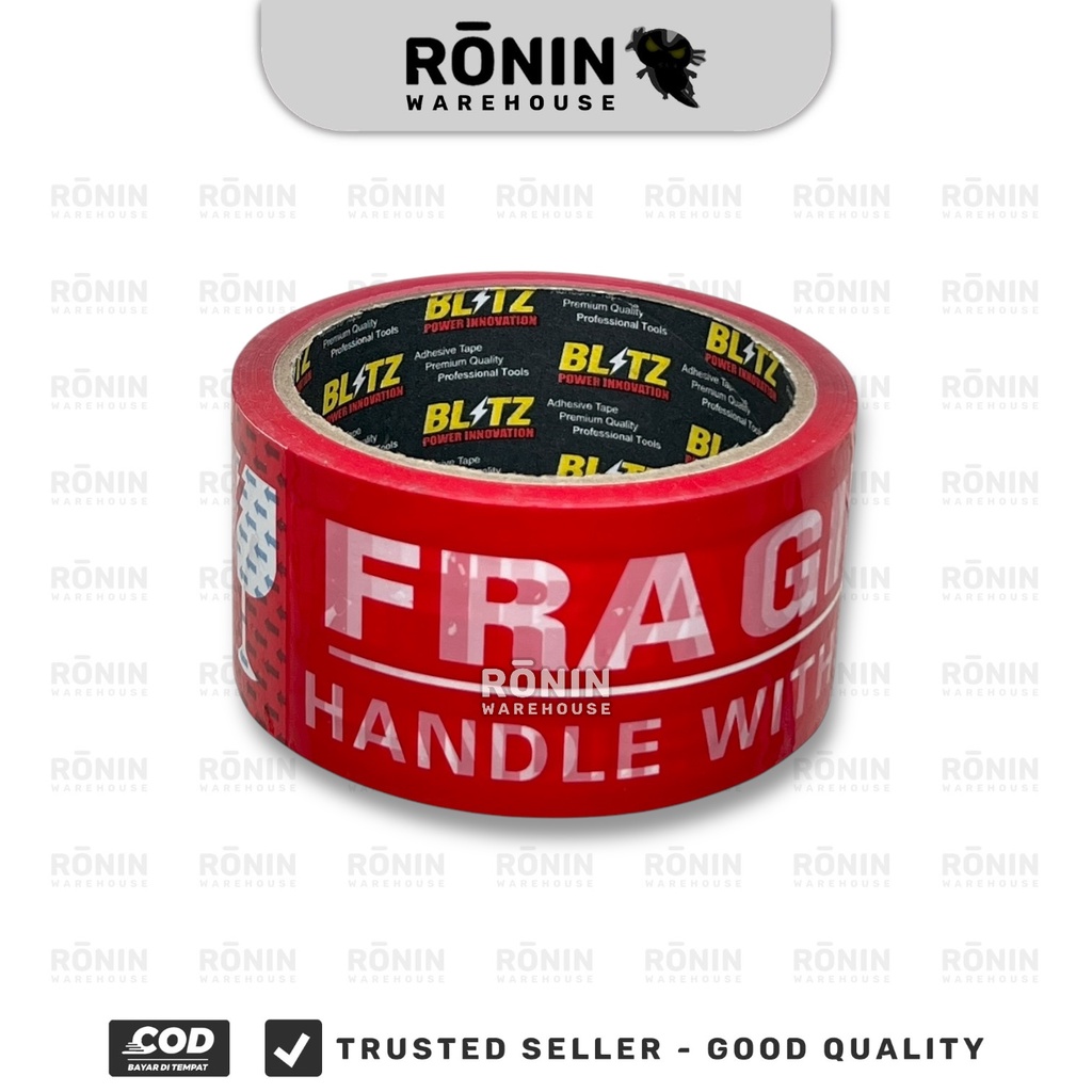 

BLITZ Lakban isolasi fragile karton merah OPP 2 inch packing paket