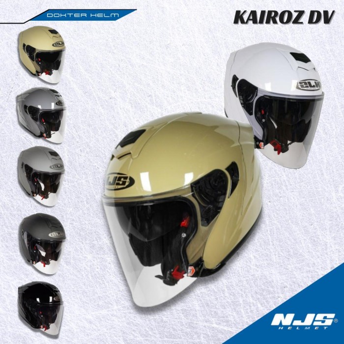 Njs Kairoz Kairos Double Visor Solid - Helm Half Face Sni
