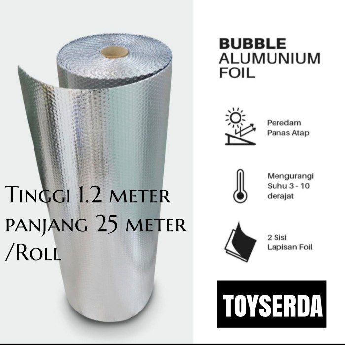 Alumunium Bubble Foil Roll Peredam Panas Atap Rumah Mobil Meteran