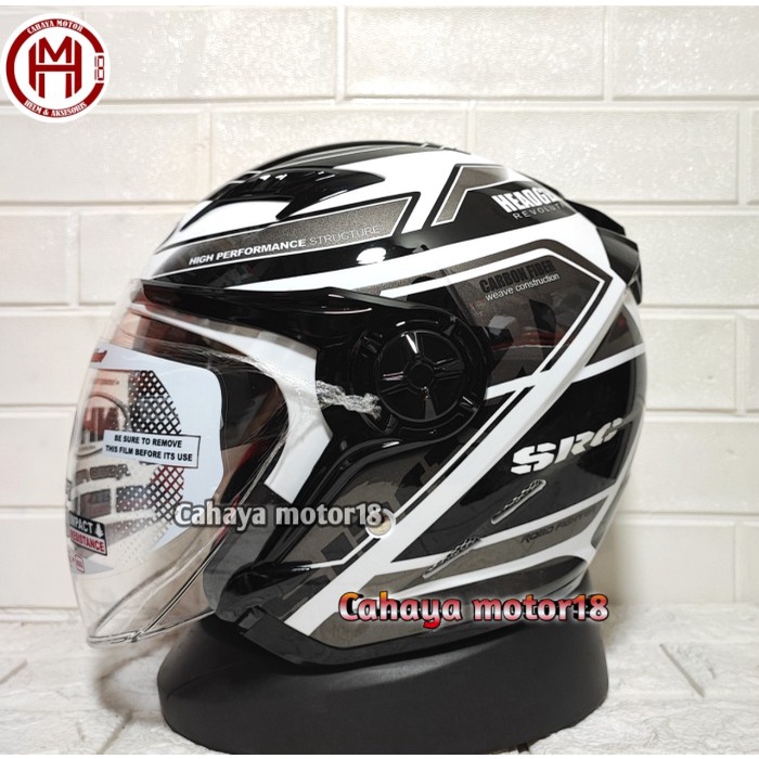 Helm Nhk Gladiator Motif Touring Putih Silver