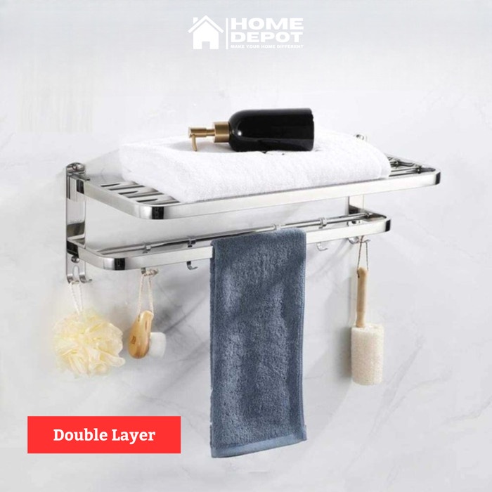 Gantungan Handuk Kamar Mandi Stainless Dinding Lipat Minimalis Hotel
